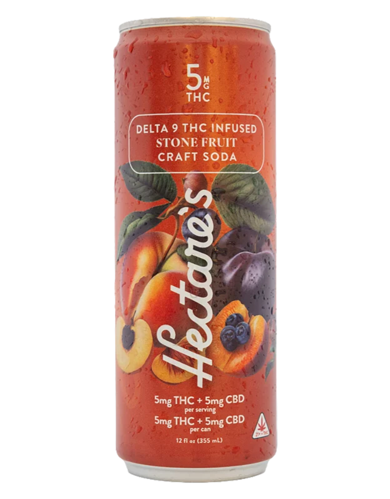 Hectares 'Stone Fruit' Craft Soda - Delta 9 5mg / THC 5mg - 4pk Cans