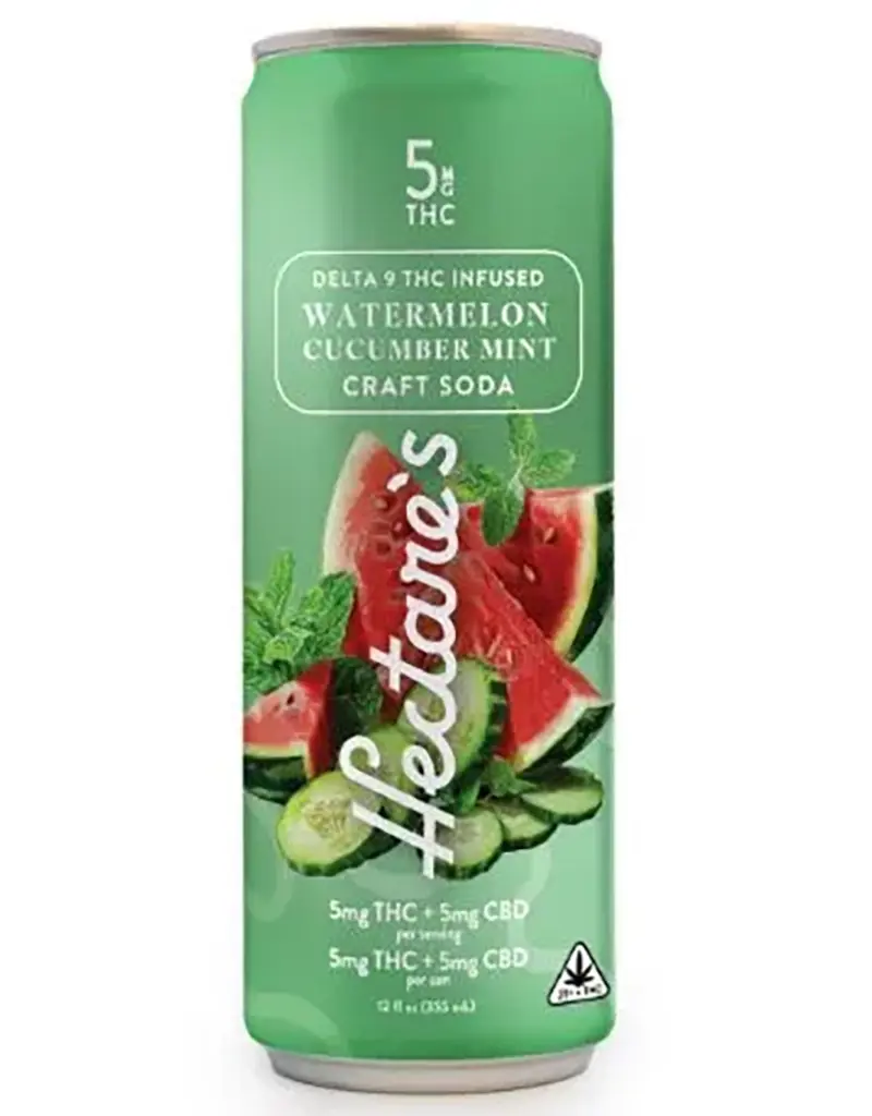 Hectares 'Watermelon Cucumber Mint' Craft Soda - Delta 9 5mg / THC 5mg - 4pk Cans