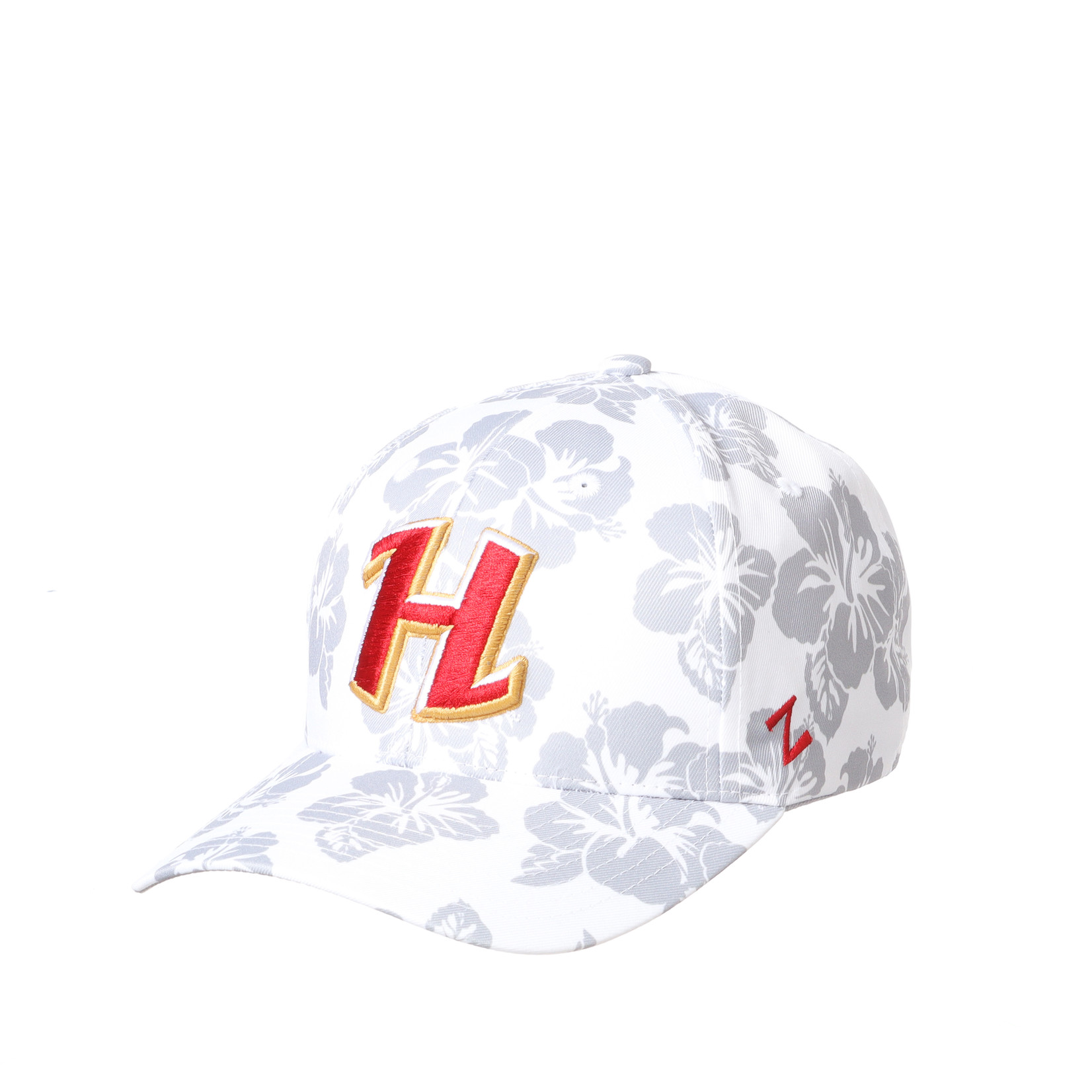 ZEPHYR Logo "H" Cap -  White Grey Hibiscus / Red Writing
