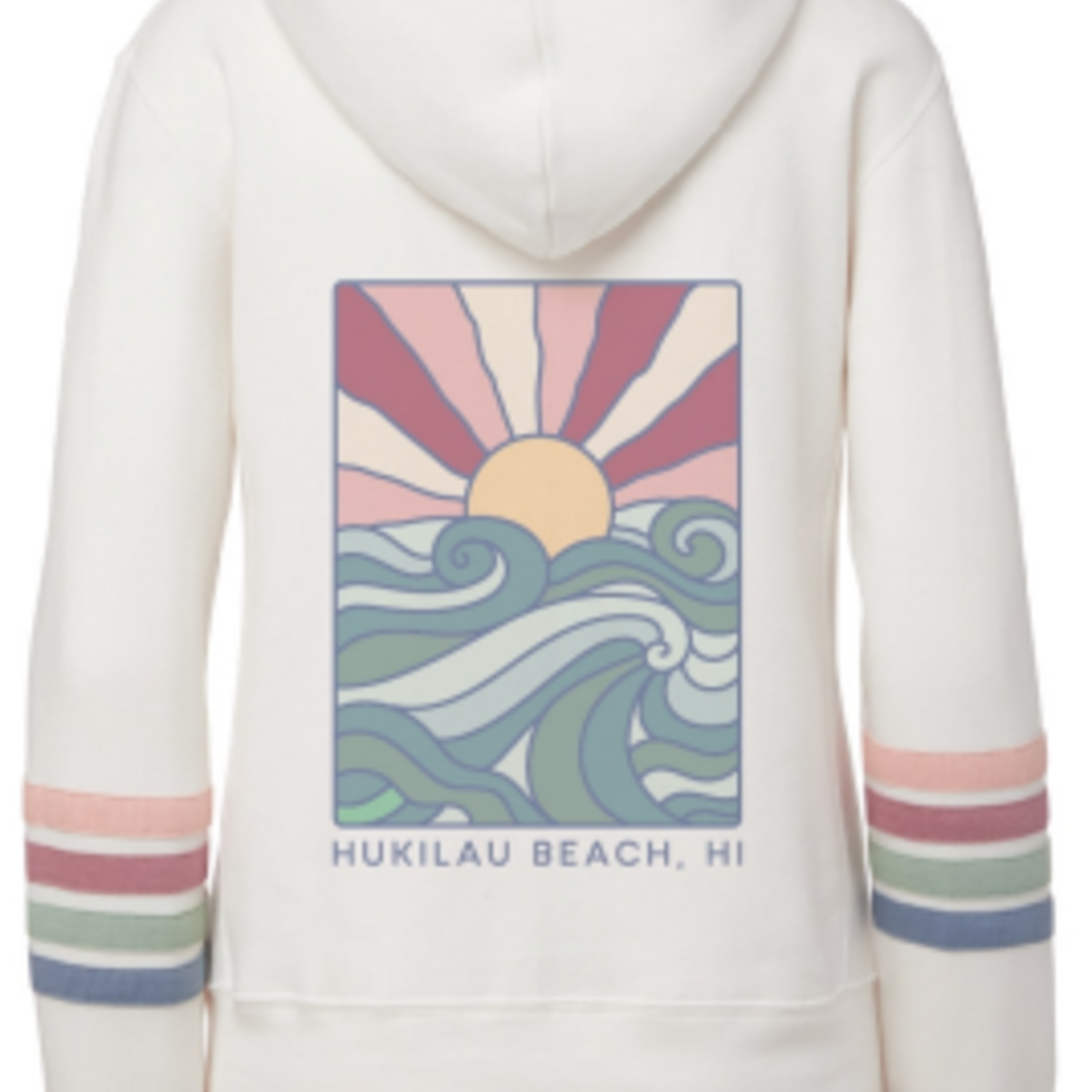 Watercolor Hukilau Beach Zip Up Hoodie