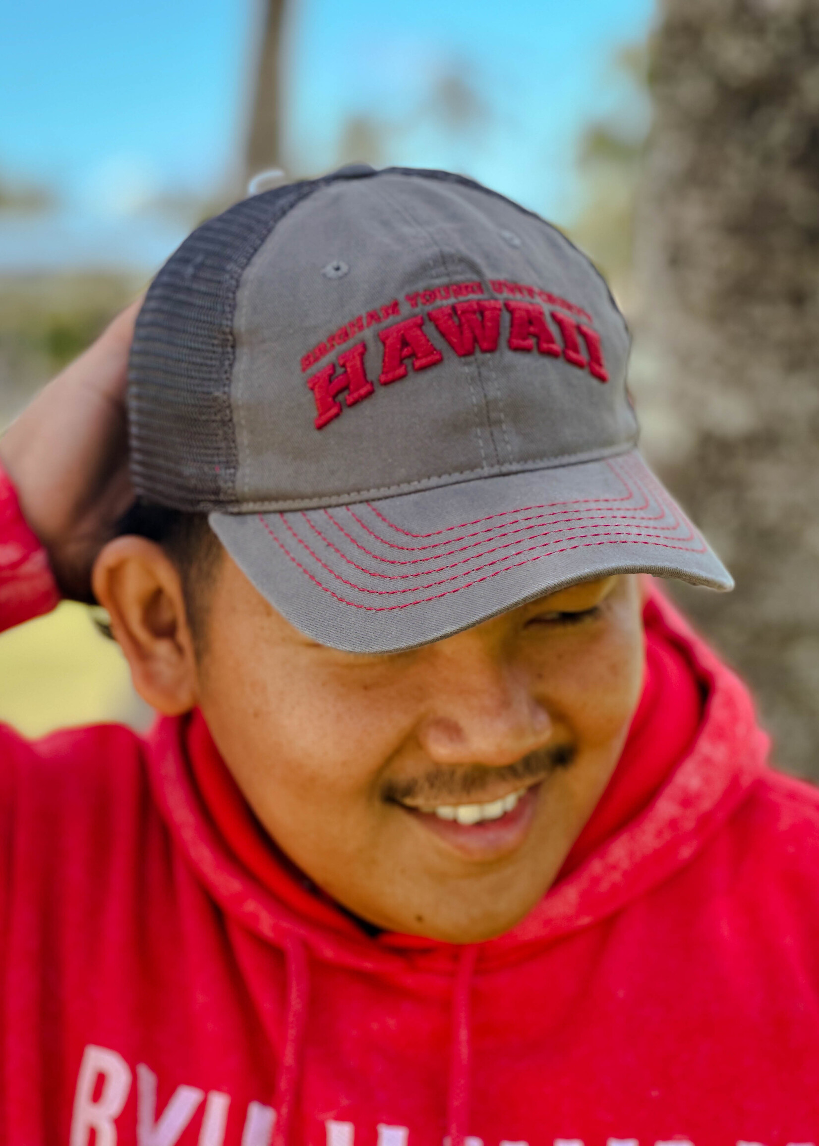 Zephyr BYU Hawaii Arched Grey/Red Hat