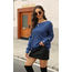 Knit Sweater with Open Sleeve Buttons - Blue