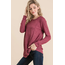 Front Twist Round Neck Knit Long Sleeve - Burgundy