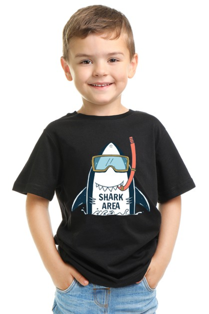 Kids Shark Area Tee - Black