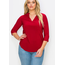 Ronit V Neck 3/4 Sleeve Top Cranberry