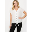 Halia V Neck Front Tie Woven Blouse ivory