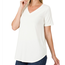 Claire V Neck Tee - Ivory