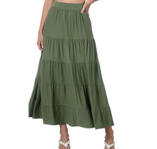 Harlow Tiered Ruffle Skirt Army Green