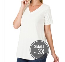 Claire V Neck Tee - Ivory