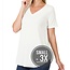 Claire V Neck Tee - Ivory