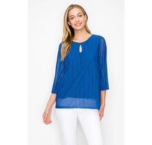 Mabel Pleated Crepe Blouse - Royal