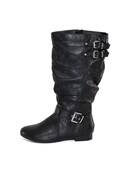 Christina Vegan Friendly Mid-Calf Buckle Boot - Black Christina Vegan Friendly Mid-Calf Buckle Boot - Black