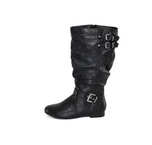 Christina Vegan Friendly Mid-Calf Buckle Boot - Black