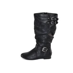 Christina Vegan Friendly Mid-Calf Buckle Boot - Black