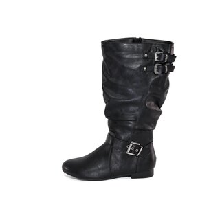 Christina Vegan Friendly Mid-Calf Buckle Boot - Black