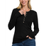 Ria Ribbed Button Long Sleeve Black