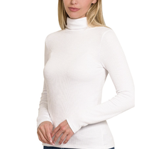 Ryder Ribbed Turtle Neck Long Sleeve Off White