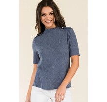 Amari Pearl Shoulder Sweater - Indigo
