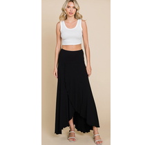 Jenda High and Low Flare Long Skirt Black