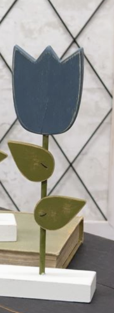Wooden Tulip Pedestal - Blue