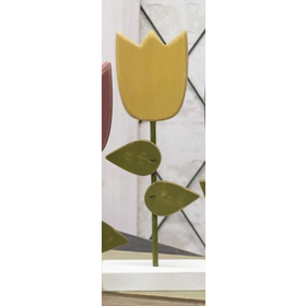 Wooden Tulip Pedestal - Yellow