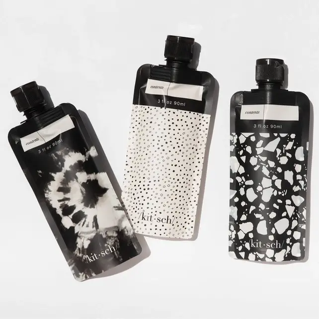 Travel Bottles For Toiletries 3 Pack - Black & Ivory