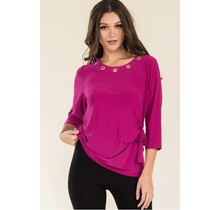 Vanna Rhinestone Side Tie Top - Fuchsia