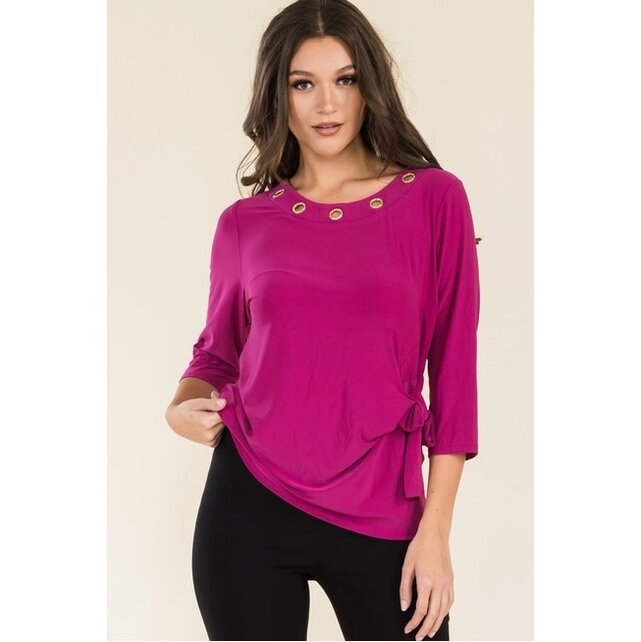Vanna Rhinestone Side Tie Top - Fuchsia Vanna Rhinestone Side Tie Top - Fuchsia