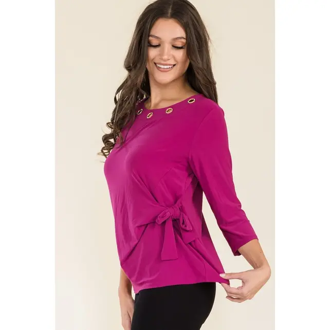 Vanna Rhinestone Side Tie Top - Fuchsia Vanna Rhinestone Side Tie Top - Fuchsia