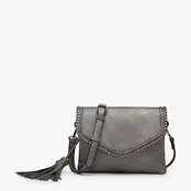 Sloane Flapover Crossbody w/ Whipstitch and Tassel