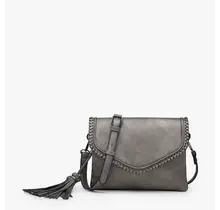 Sloane Flapover Crossbody w/ Whipstitch and Tassel