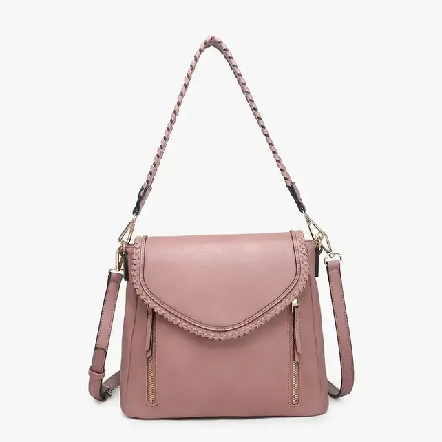 Lorelei Double Zip Whipstitch Trim Crossbody