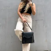 Lorelei Double Zip Whipstitch Trim Crossbody