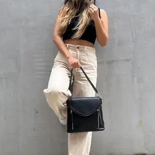 Lorelei Double Zip Whipstitch Trim Crossbody