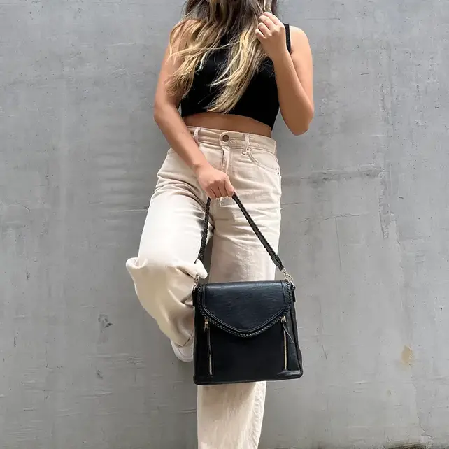 Lorelei Double Zip Whipstitch Trim Crossbody