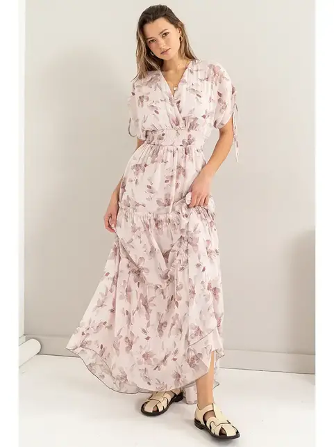 Destiny Floral Maxi Dress - Mauve