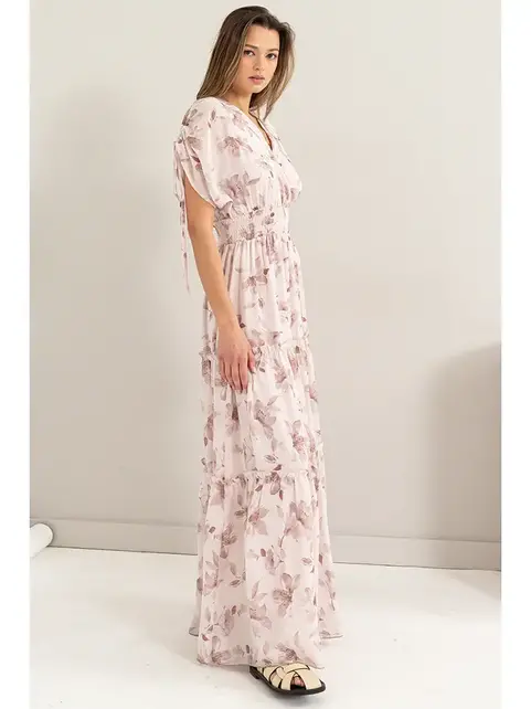 Destiny Floral Maxi Dress - Mauve