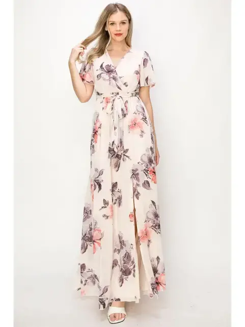 Daleyza Flower Maxi Dress - Red Bean Daleyza Flower Maxi Dress - Red Bean
