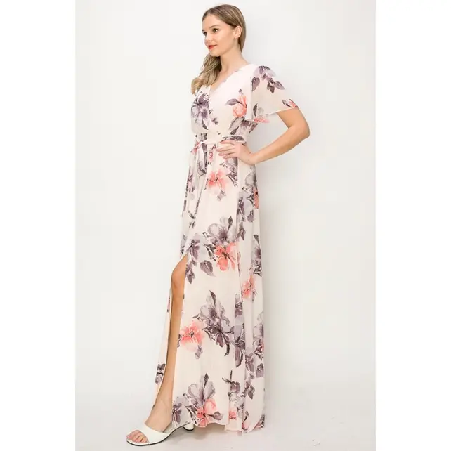 Daleyza Flower Maxi Dress - Red Bean Daleyza Flower Maxi Dress - Red Bean