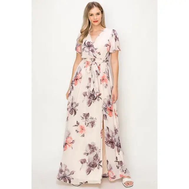Daleyza Flower Maxi Dress - Red Bean Daleyza Flower Maxi Dress - Red Bean