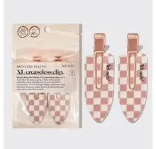 Recycled Plastic XL Creaseless Clips 2pc Set - Terracotta Checker