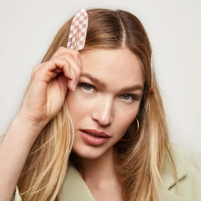 Recycled Plastic XL Creaseless Clips 2pc Set - Terracotta Checker