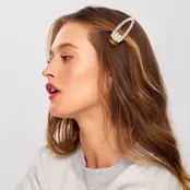 Metal Rhinestone Large Open Shape Hair Clip 1pc - Gold Metal Rhinestone Large Open Shape Hair Clip 1pc - Gold