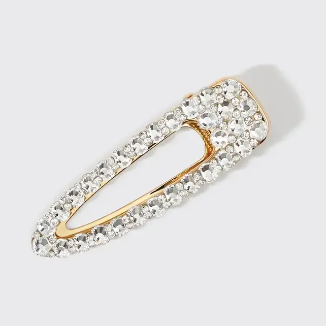 Metal Rhinestone Large Open Shape Hair Clip 1pc - Gold Metal Rhinestone Large Open Shape Hair Clip 1pc - Gold