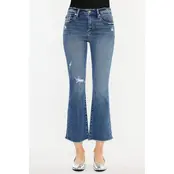 Kancan Honey High Rise Cropped Bootcut Jeans - Dark