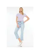 Kancan Angelina Mid Rise Relaxed Cropped Flare Jeans