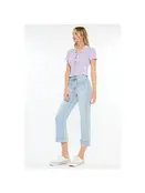 Kancan Angelina Mid Rise Relaxed Cropped Flare Jeans