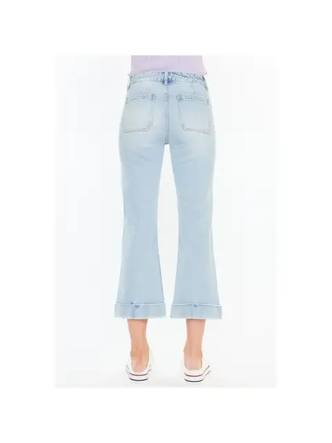 Kancan Angelina Mid Rise Relaxed Cropped Flare Jeans