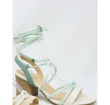 Lotus Lace-Up Strappy Block Heel Sandal - Mint