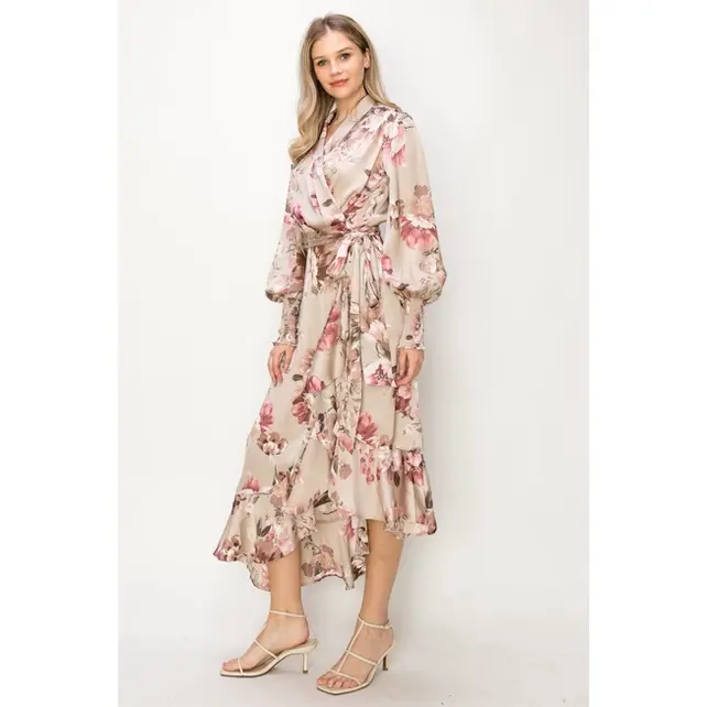 Taron Wrap Unbalanced Maxi Dress -